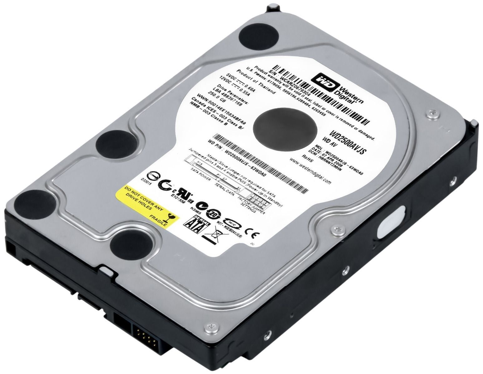 3年保証 Hard Drive WD AV 63 WDA 0 250 GB 7200 RPM 8 MB SATA II 3 5