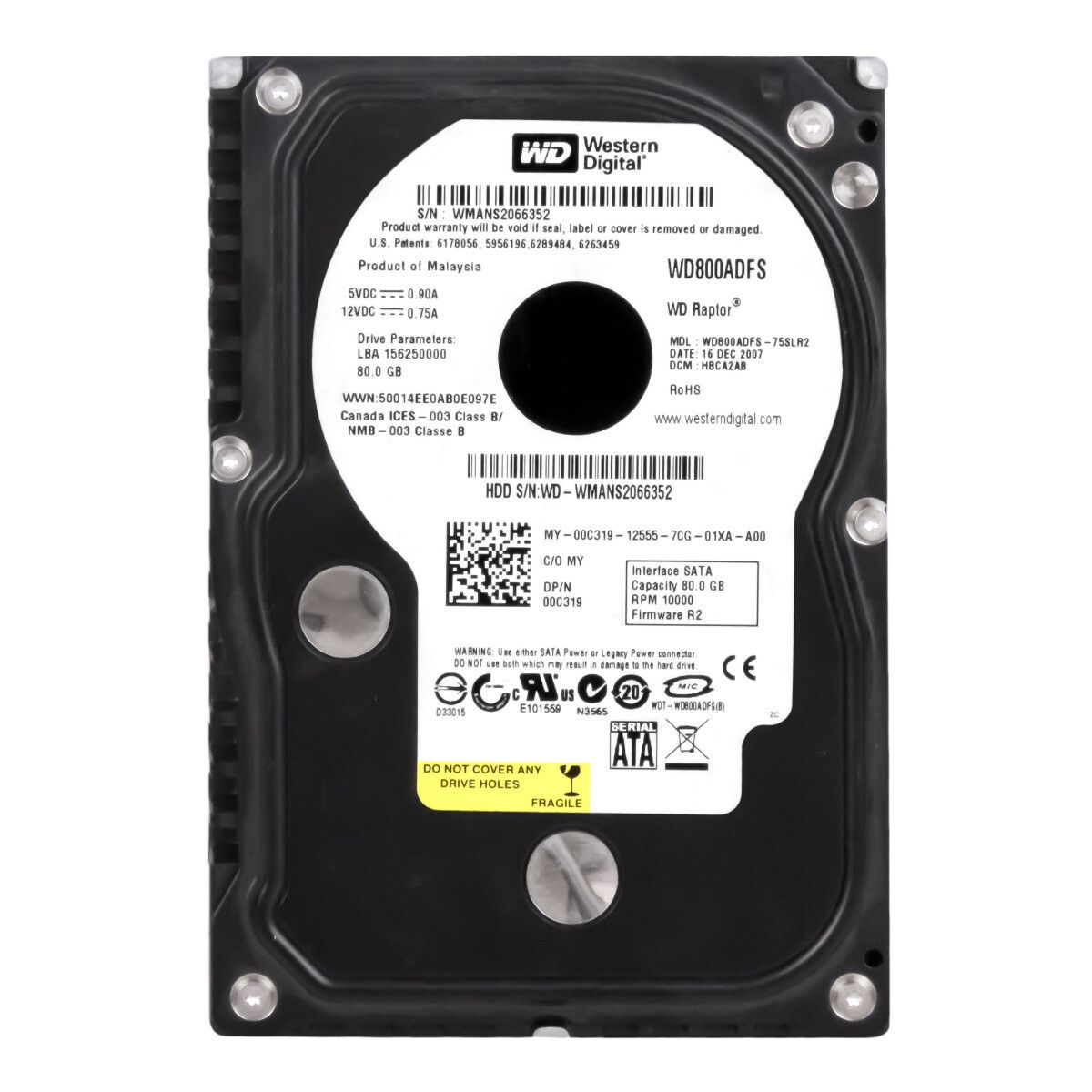 3年保証 Western Digital Raptor 80 GB 16 MB Cache SATA II 3 5