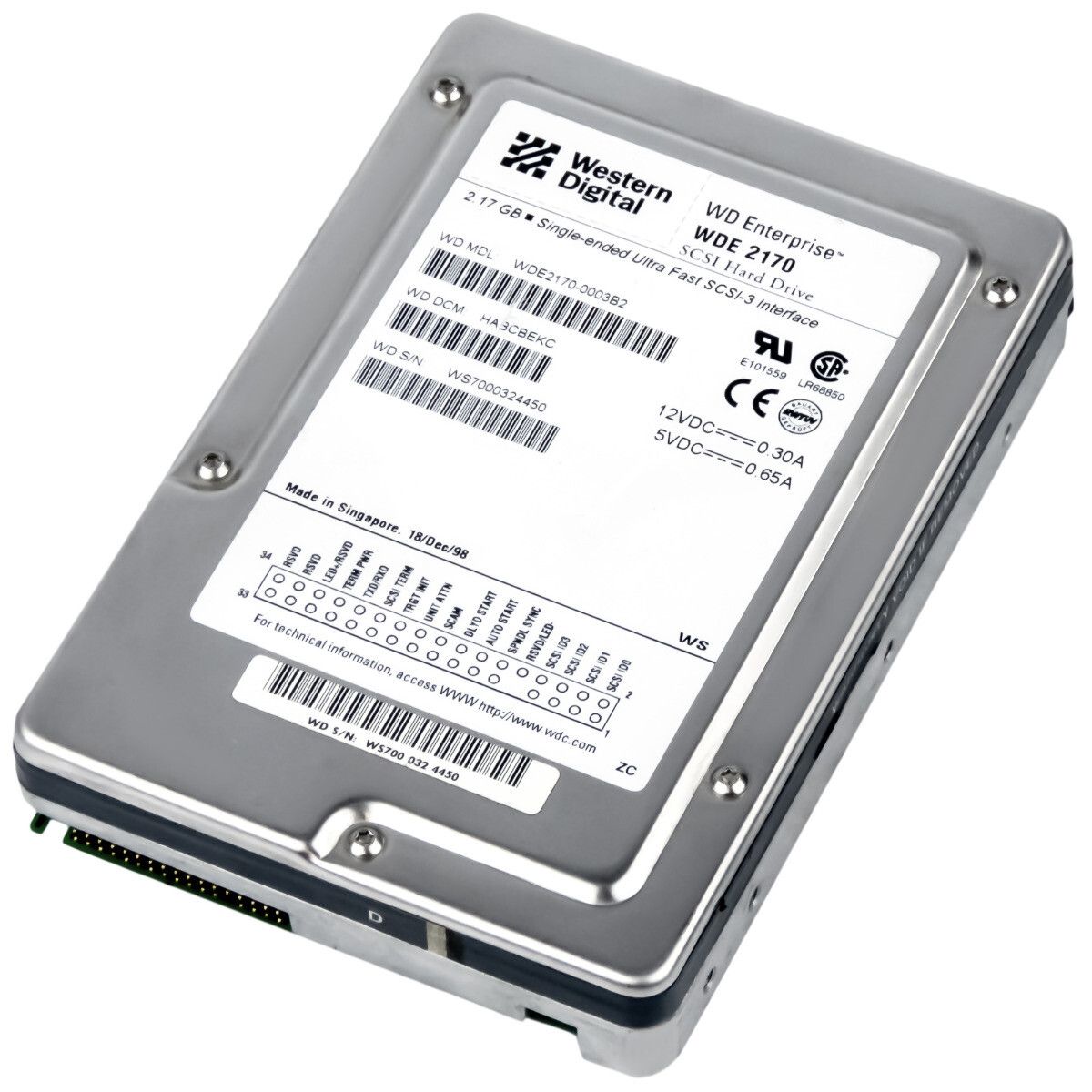 3年保証 Hard Drive WD 2.17 GB 7.2 K SCSI 3.5 WDE 2170-0003 B 2