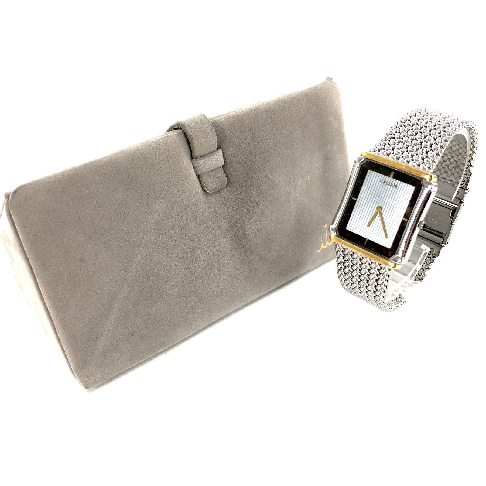 SEIKO セイコー CREDOR クレドール 9570-5150 SS×18 KT QZ シルバー文字盤 メンズ腕時計 稼働品 PF-559