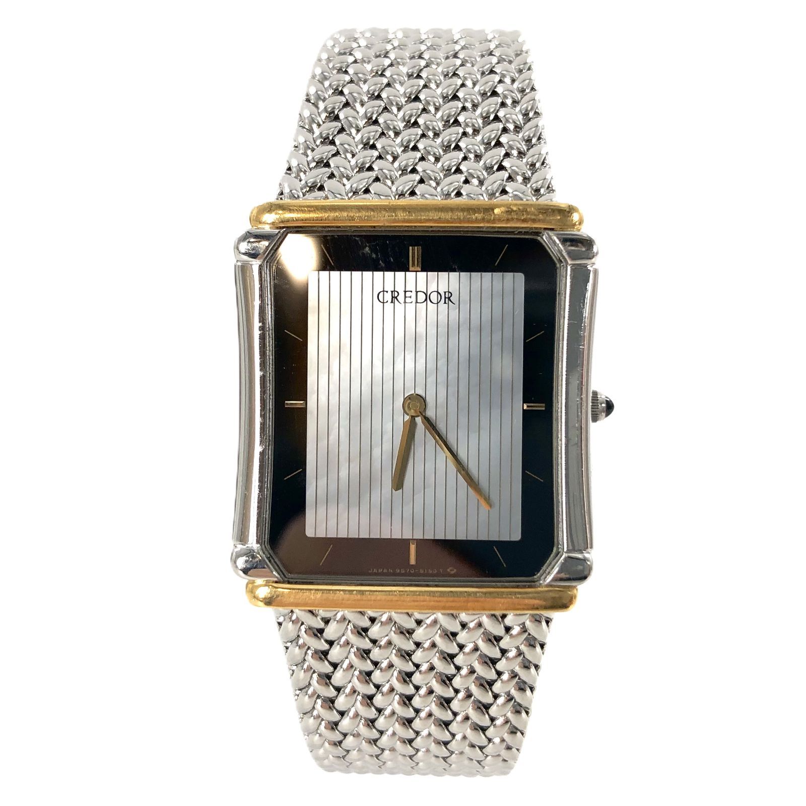  SEIKO セイコー CREDOR クレドール 9570 5150 SS 18 KT QZ シルバー文字盤 メンズ腕時計 稼働品 PF 559 腕時計(クォーツ) 腕時計(アナログ)