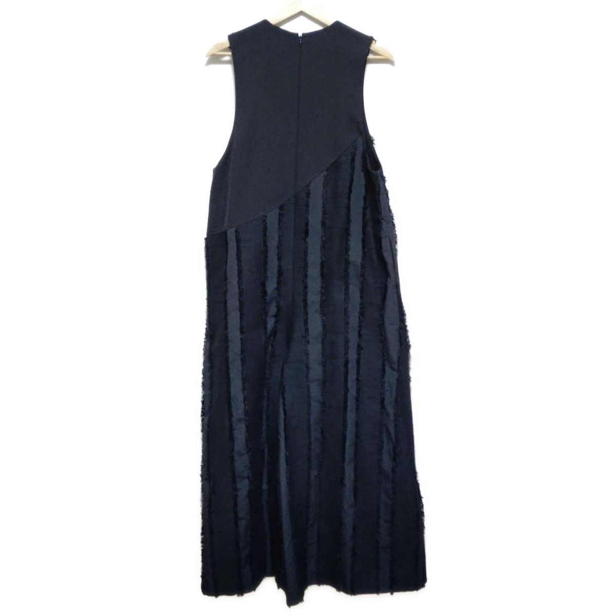 ADORE アドーア オールインワン サイズ38 M レディース - 黒×ダークグレー フルレングス ストライプ フリンジ