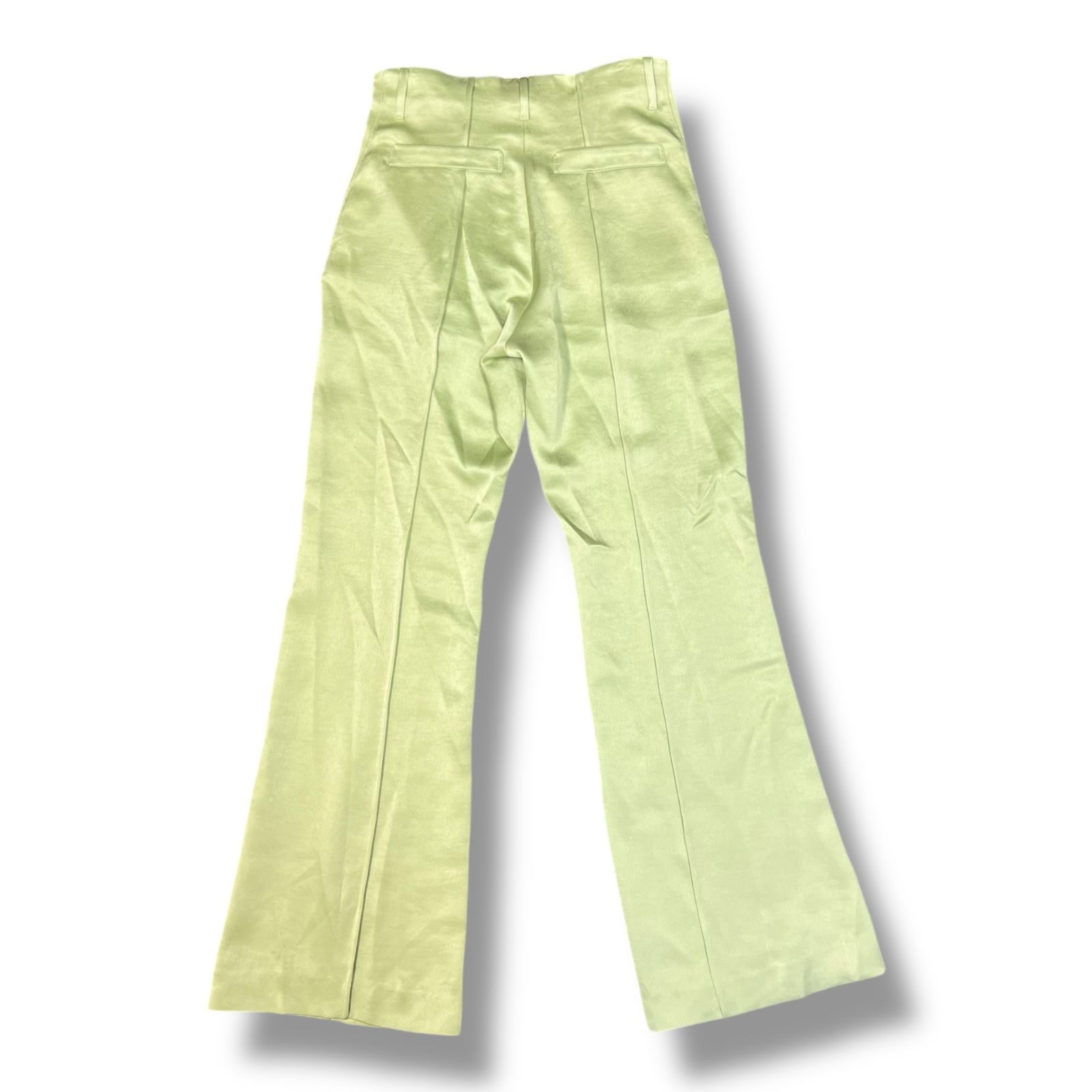 参考上代45100円 YOHEI OHNO Center seam satinflare pants センターシームサテンフ パンツ スラックス ヨウヘイオオノ OH-24 S-PT 1-B ライム 40 903 A 1