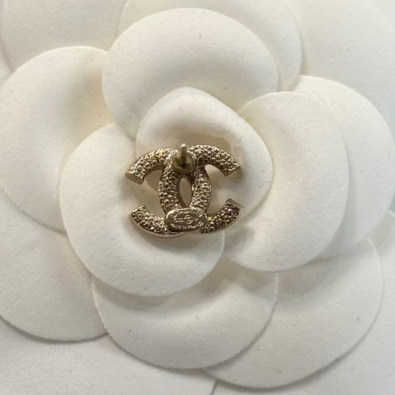 美品 CHANEL シャネル ココマーク ストーンピアス 片耳用 シャンパン