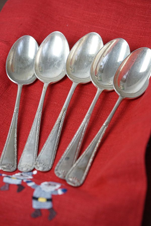 イギリス製 アンティーク シルバープレートディナースプーン5本セット