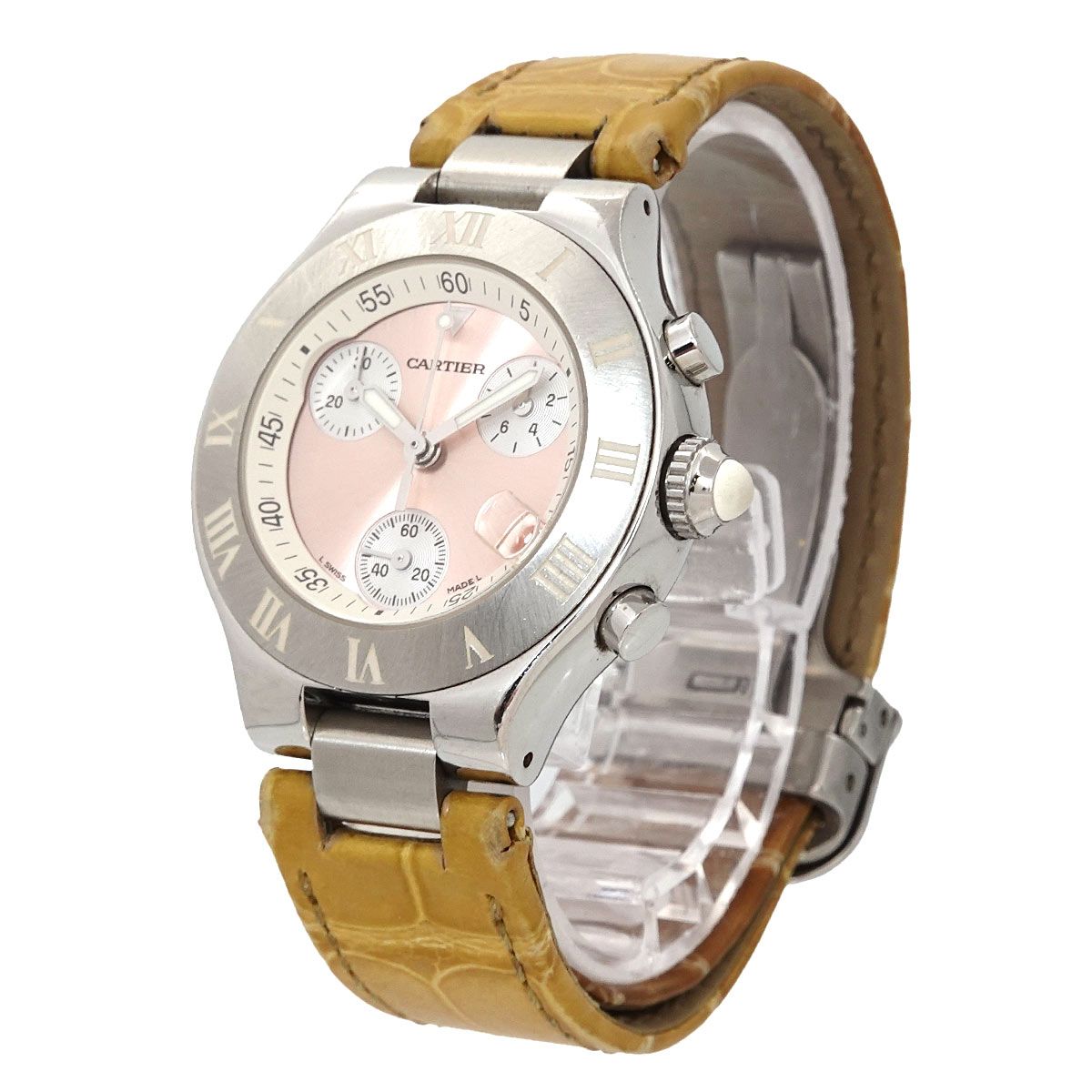 カルティエ Cartier マスト21 クロノスカフSM クロノグラフ レディース 腕時計 デイト クォーツ Must 21 Chronoscaph