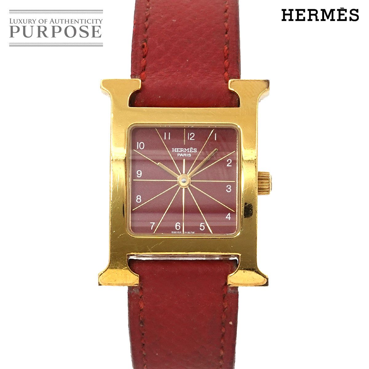 エルメス HERMES Hウォッチ HH 1 201 レディース 腕時計 レッド クォーツ ウォッチ H Watch