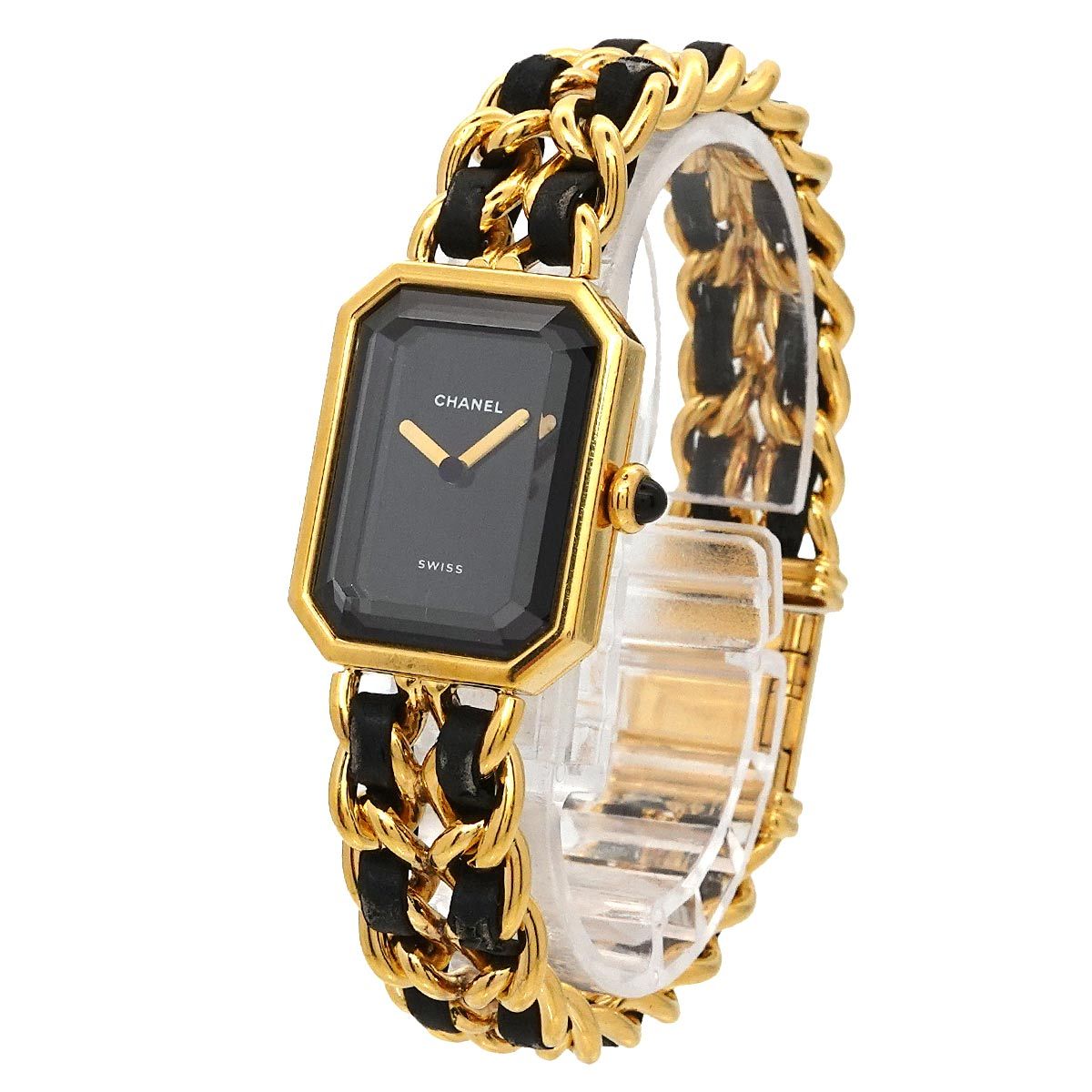 シャネル CHANEL プルミエール Lサイズ H 0001 ヴィンテージ レディース 腕時計 ブラック ゴールド ウォッチ Premiere