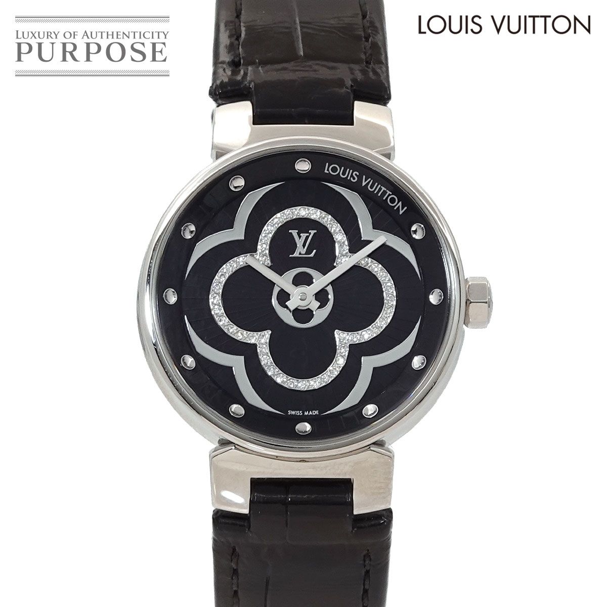 ルイ ヴィトン LOUIS VUITTON タンブール ムーン ディヴァインPM QA 018 レディース 腕時計 ダイヤモンド クォーツ Tambour