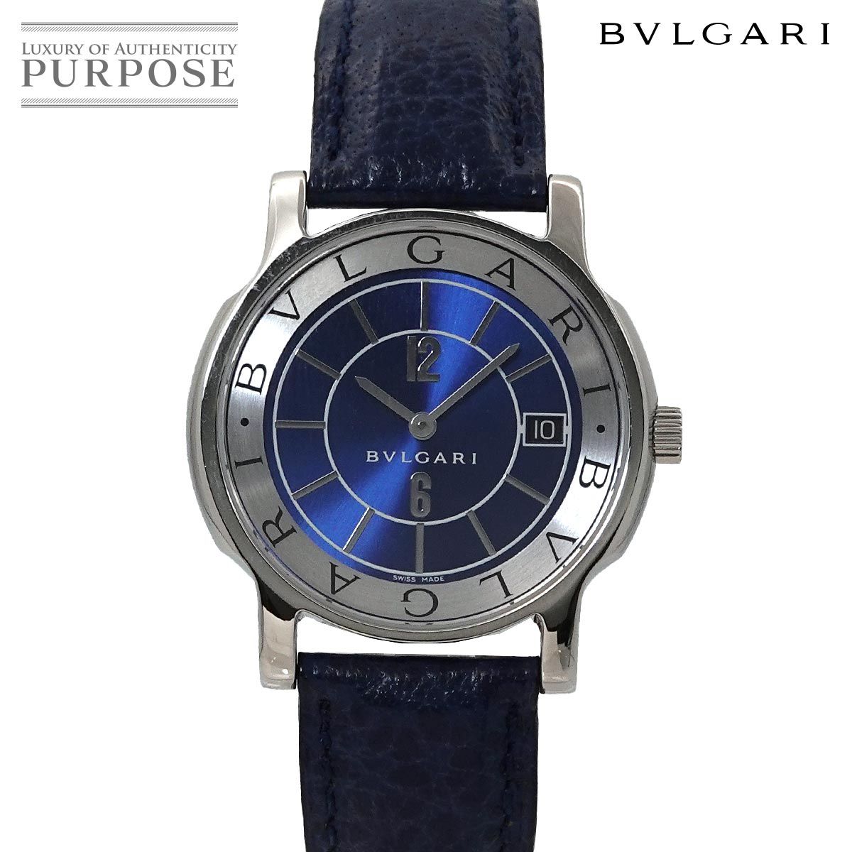 ブルガリ BVLGARI ソロテンポ ST 35 S メンズ 腕時計 デイト ネイビー クォーツ ウォッチ Solotempo