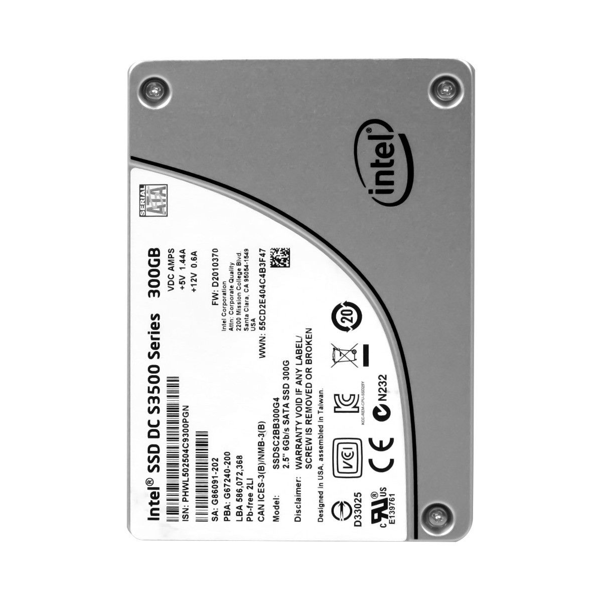 3年保証 Intel SSD DC S 3500 300 GB MLC SATA III 2.5
