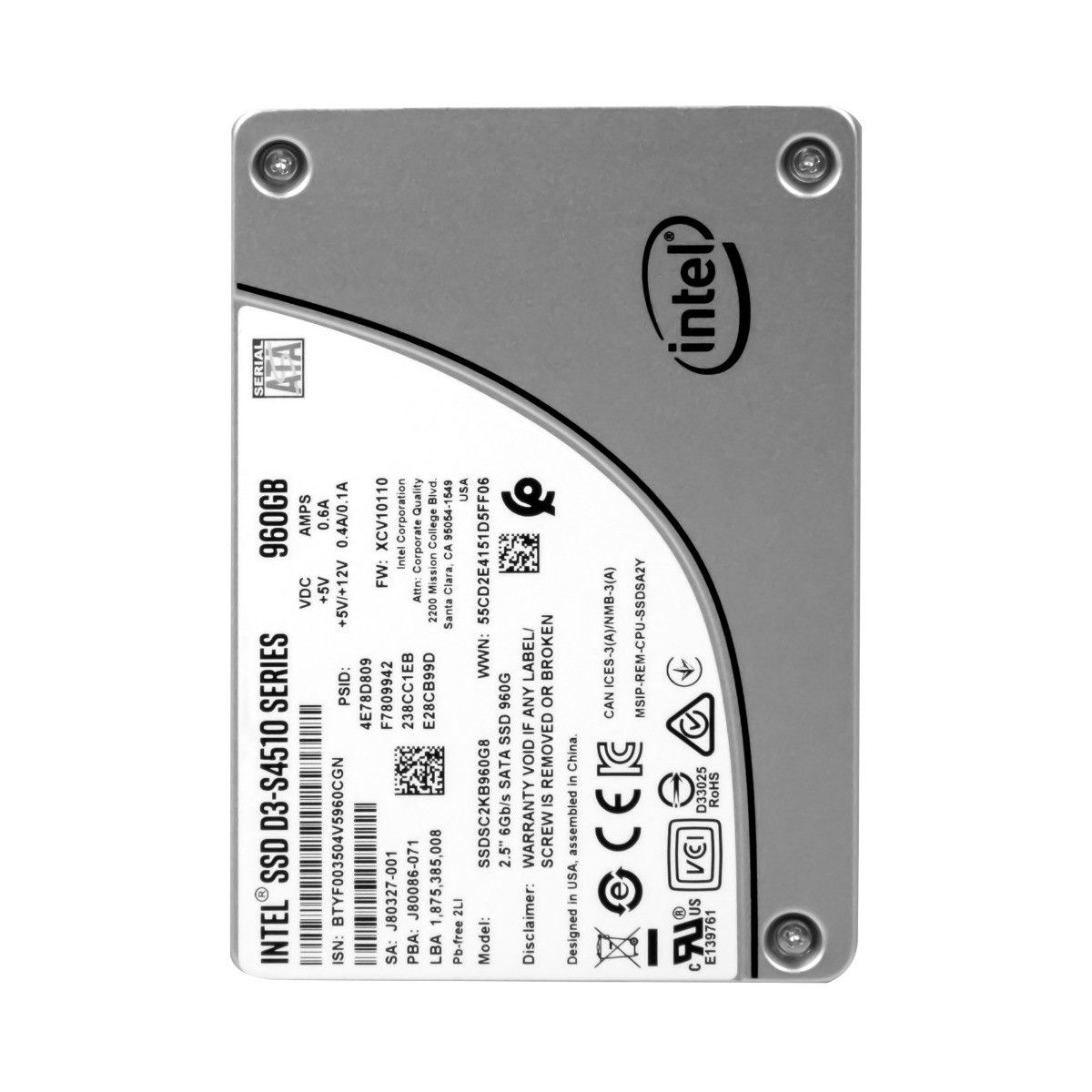 3年保証 INTEL SSD D 3-S 4510 960 GB SATA 6 GBPS 2.5
