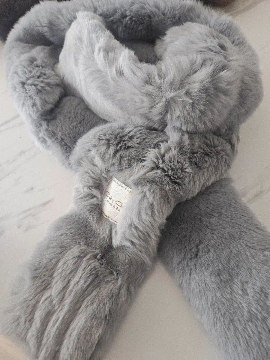 City Gear ファー マフラー ブルーグレー