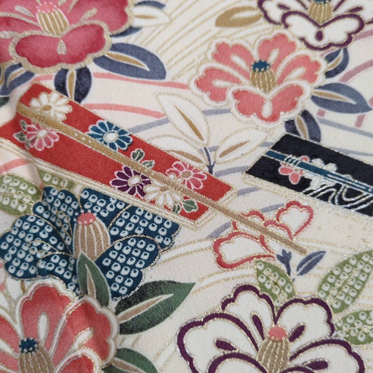 小紋 荒波に鳥 花柄 裄66 素敵な染め 正絹 着物 MK-2310 - メルカリ