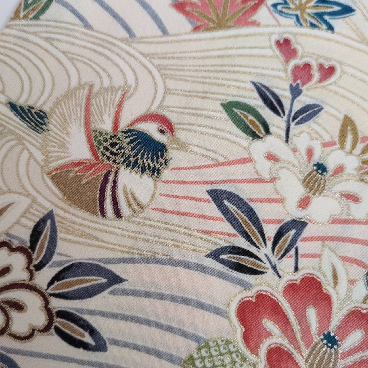 小紋 荒波に鳥 花柄 裄66 素敵な染め 正絹 着物 MK-2310 - メルカリ