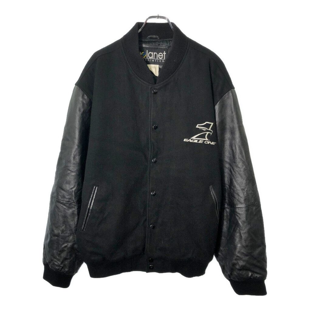 Planetathletics ウール スタジアムジャケット ブラック メンズ L 古着 V 8685