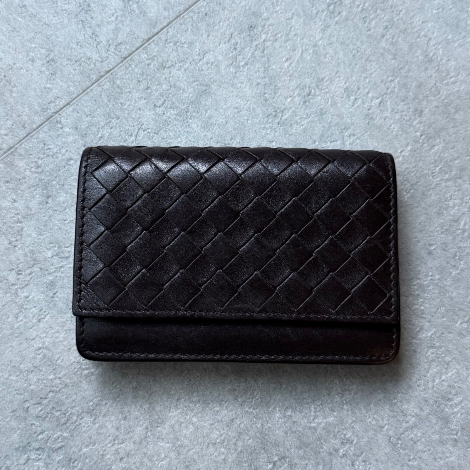BOTTEGA VENETA ボッテガヴェネタ イントレチャート 名刺入れ カードケース レザー ダークブラウン 茶色