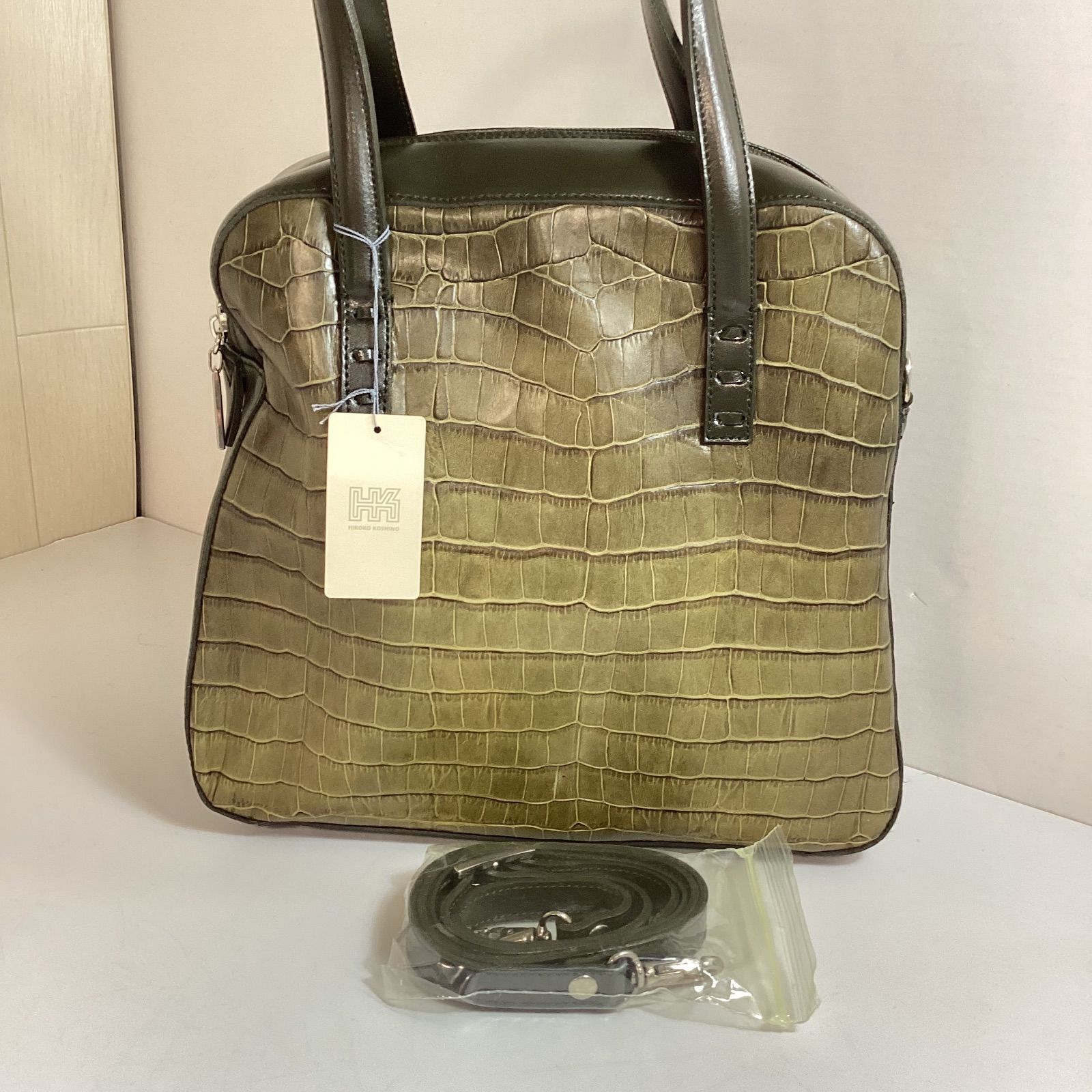ヒロココシノ HIROKO KOSHINO クロコ型押し 2way ショルダーバッグ 