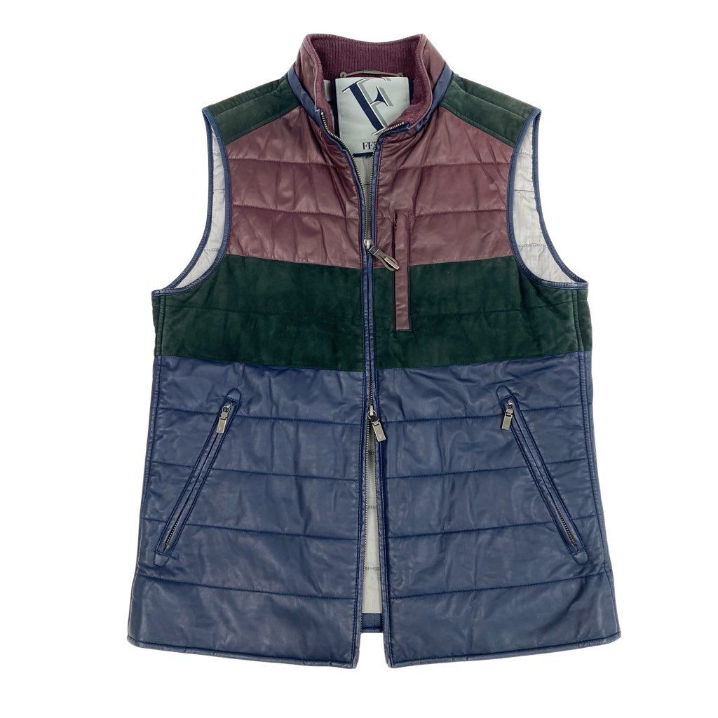 69 L 17 FERRE ジャンフランコフェレ レザーベスト スウェード ダブルジップ ジャケット アウター マルチ メンズu 02 t