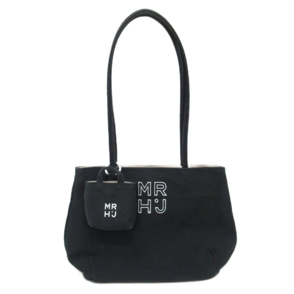 【中古】MARHEN.J マルヘンジェイ トートバッグ 肩掛け ポーチ付 ロゴ刺繍 黒 ブラック レディース MARHEN.J マルヘンジェイ トートバッグ 肩掛け ポーチ付 ロゴ刺繍 黒