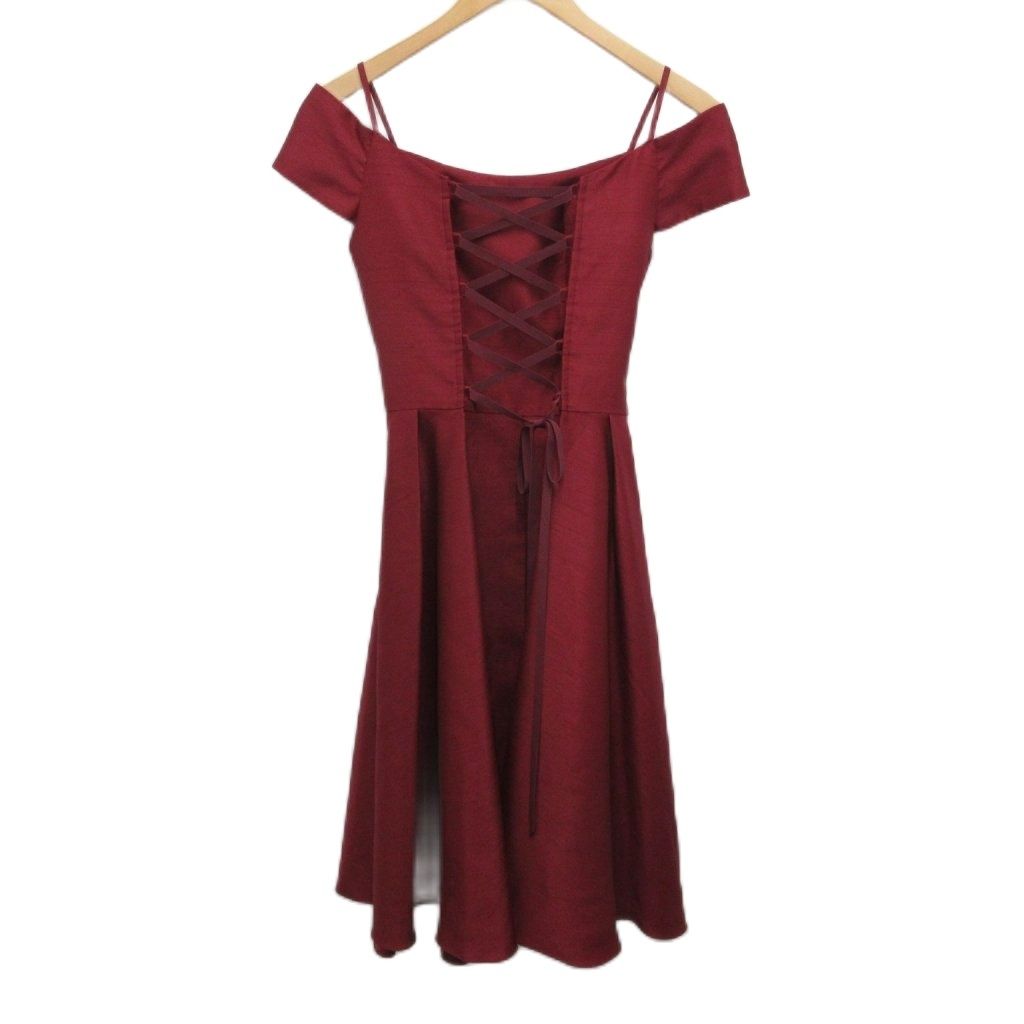 AIMER エメ ドレス ワンピース ノースリーブ ひざ丈 リボン 赤 レッド 9 約M