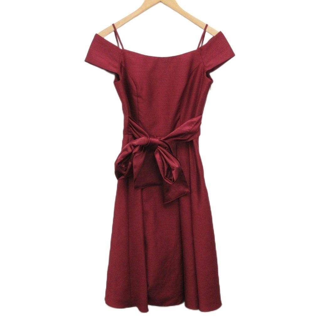AIMER エメ ドレス ワンピース ノースリーブ ひざ丈 リボン 赤 レッド 9 約M