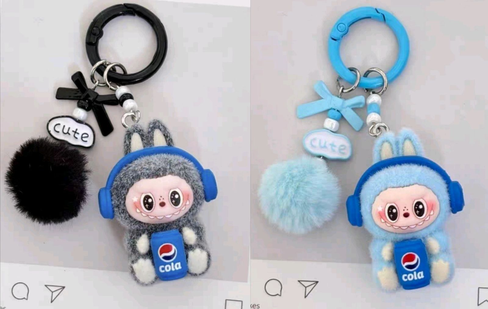 ラブブ ぬいぐるみキーホルダー 2点セット コーラ モコモコポンポン