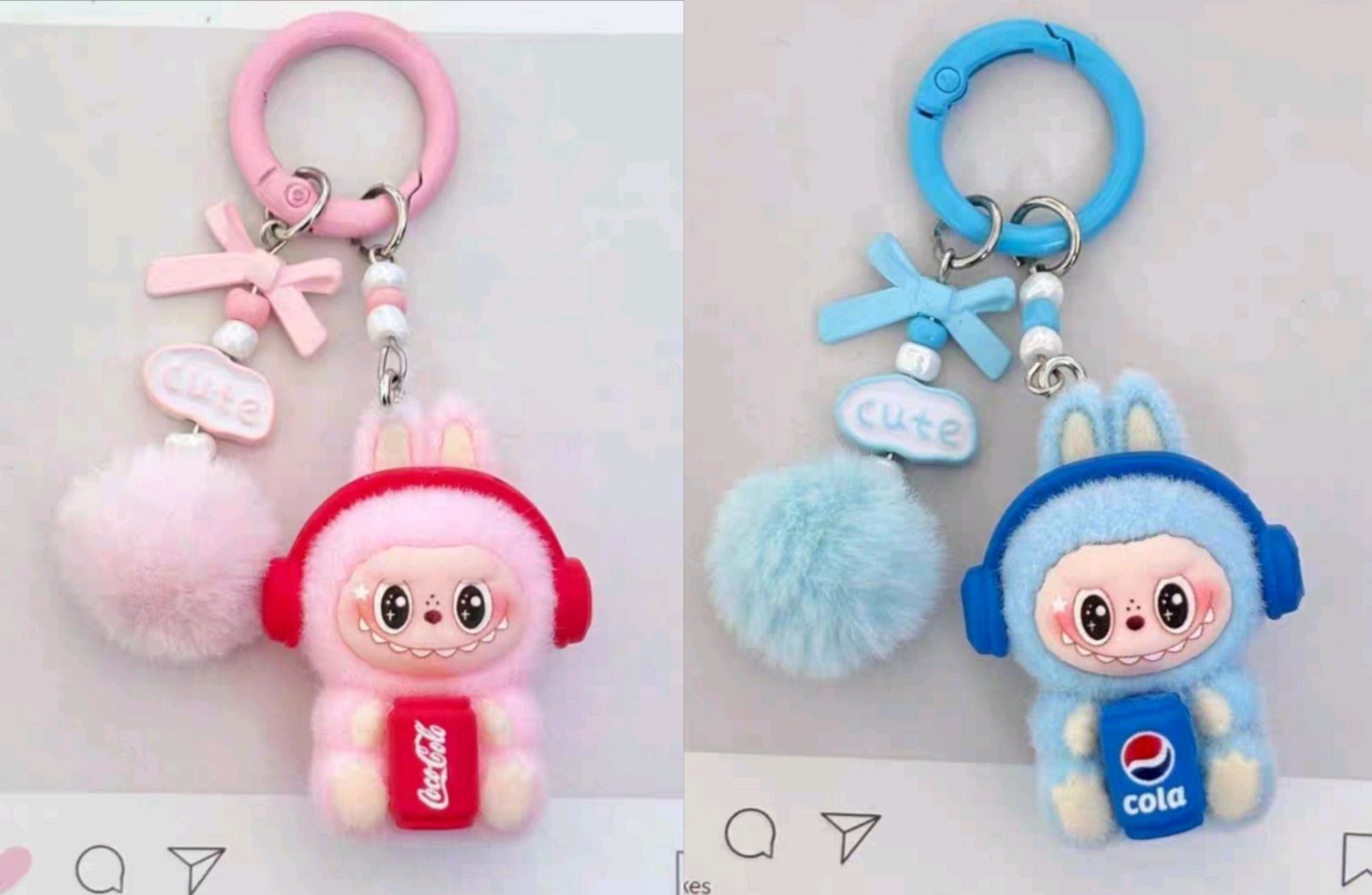 ラブブぬいぐるみキーホルダーコーラ３点セット ラブブ ぬいぐるみキーホルダー 3点セット コーラ LABUBU - メルカリ