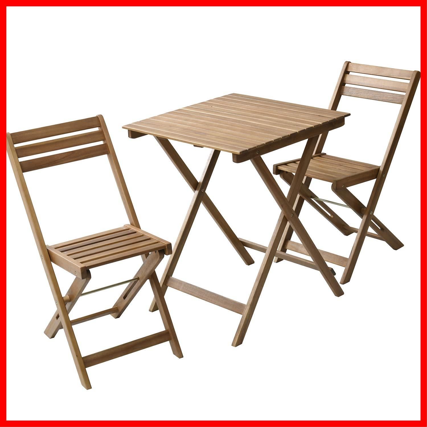 ガーデンマスター Gardenmaster 折りたたみガーデンテーブル-チェア3点セット テーブル×1点-チェア2点セット 天然木アカシア材 お庭 ベランダ テラス バルコニー MST-3
