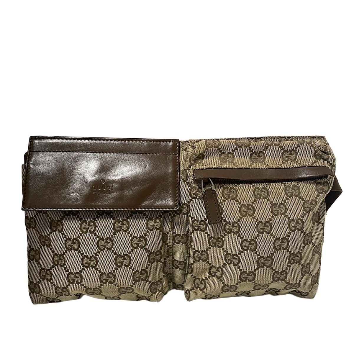 GUCCI グッチ ウエストポーチ GG柄 28566 ベージュ×ダークブラウン