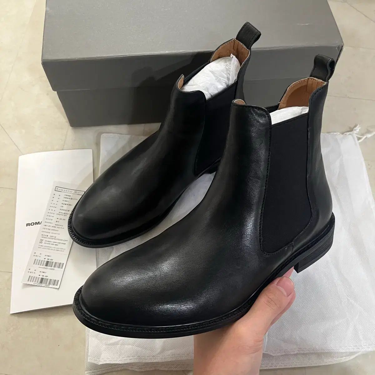 245 ROMANTIC MOVE ロマンチックムーブ Tampere ニュタンペレ チェルシーブーツ ウォッシングブラック