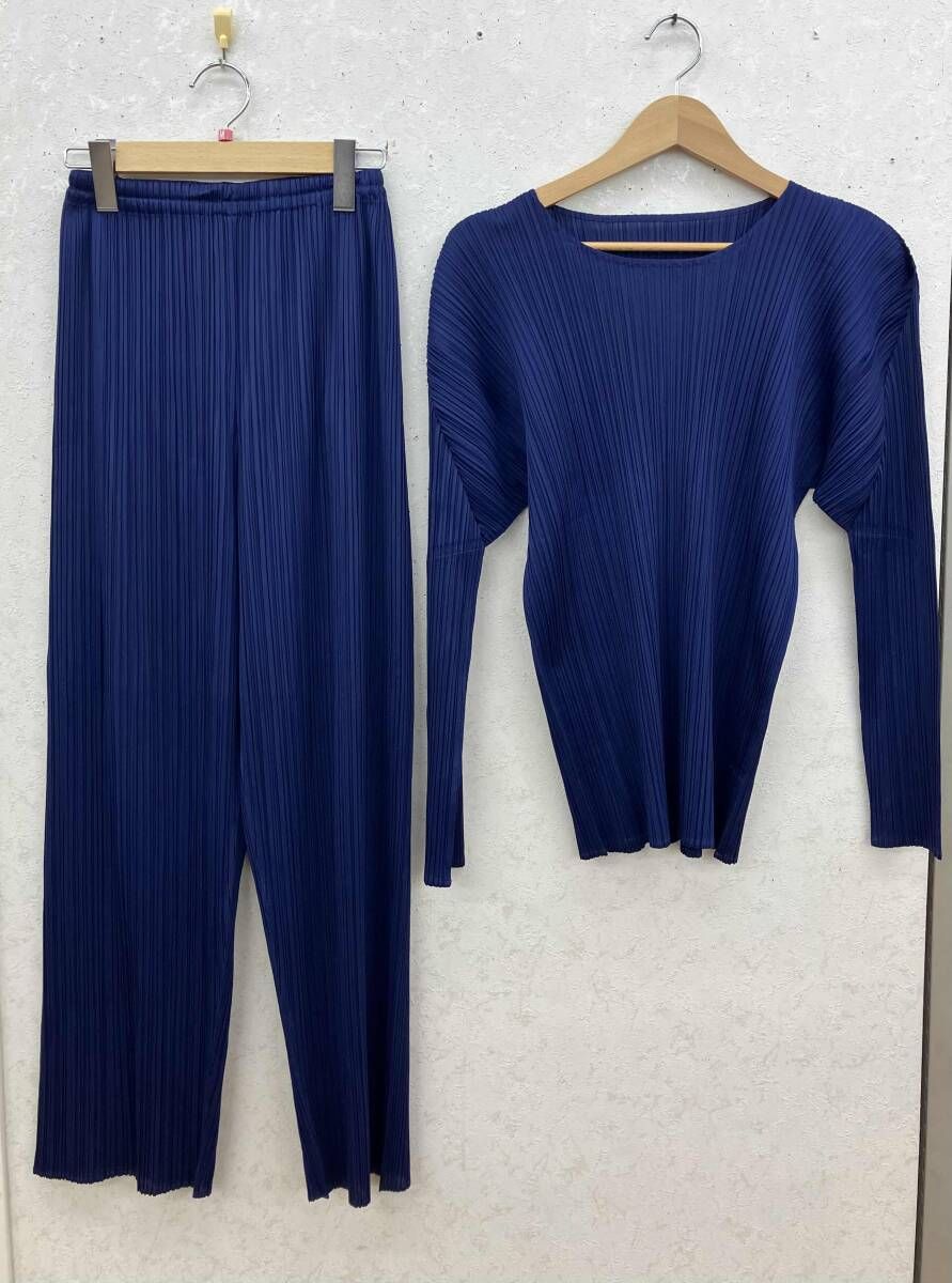 ISSEY MIYAKE イッセイミヤケ／プリーツ／長袖ブラウス ロングパンツ