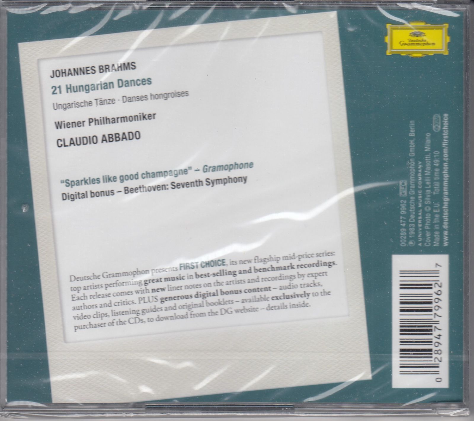 CD/Dg]ブラームス:ハンガリー舞曲集(全21曲)/クラウディオ・アバド