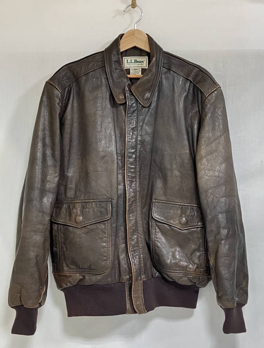 80 s L Bean A 2 Type レザージャケット サイズ42 72824 71341 ブラウン ロケットタロン エルエルビーン