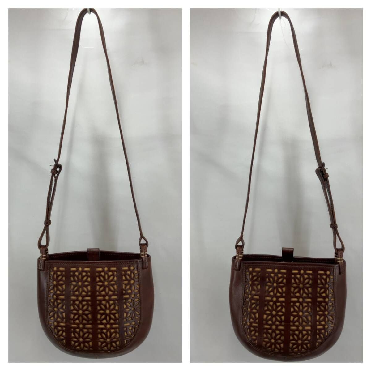 ☆ genten ゲンテン カットワーク ショルダーバッグ ブラウン 通年