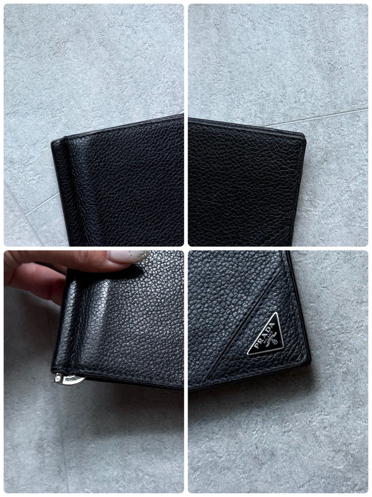 美品 PRADA プラダ 三角ロゴ トライアングルロゴ マネークリップ