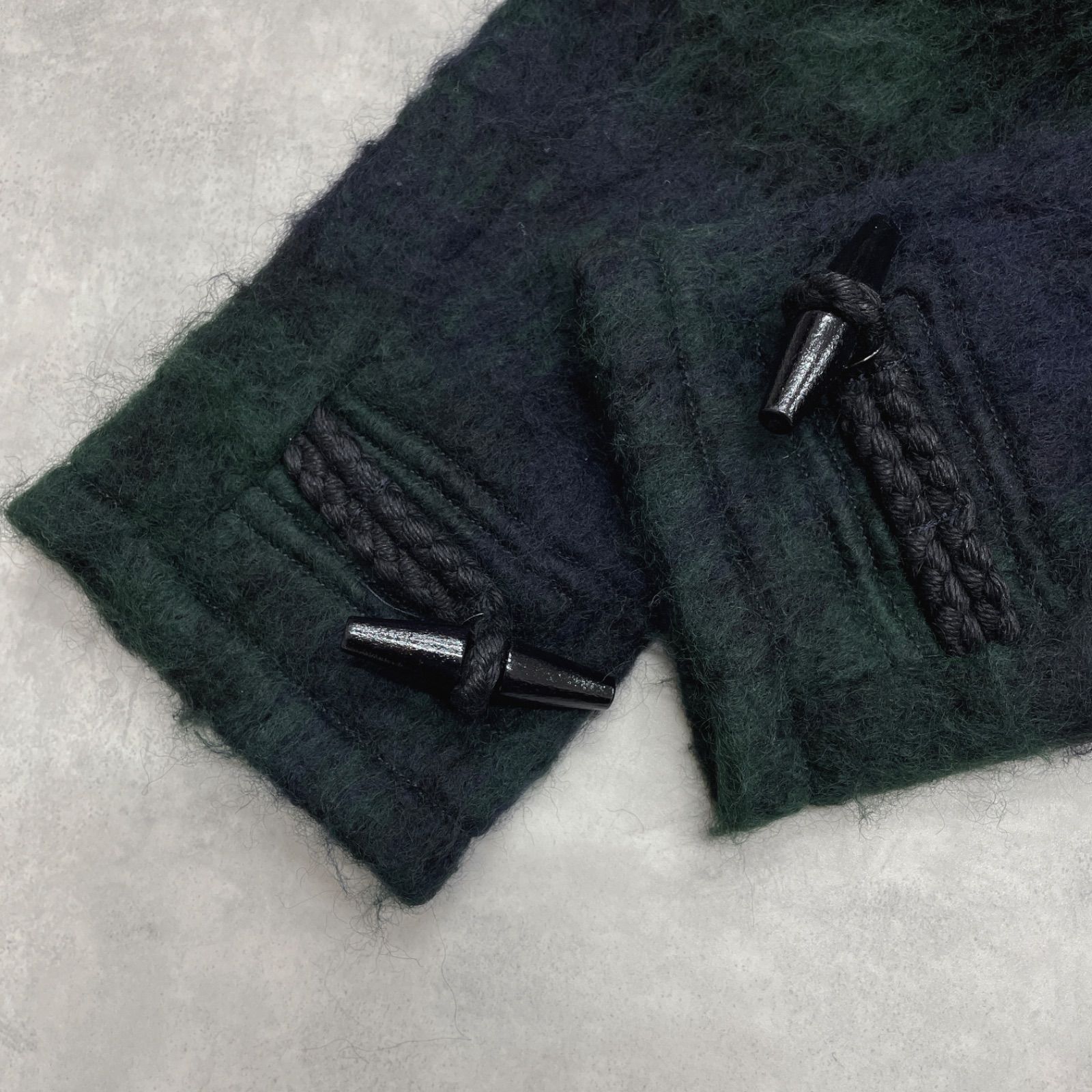 【m's braque】エムズブラック　ダッフルコート　チェック柄　グリーン m's braque エムズブラック ダッフルコート ブラックウォッチ チェック