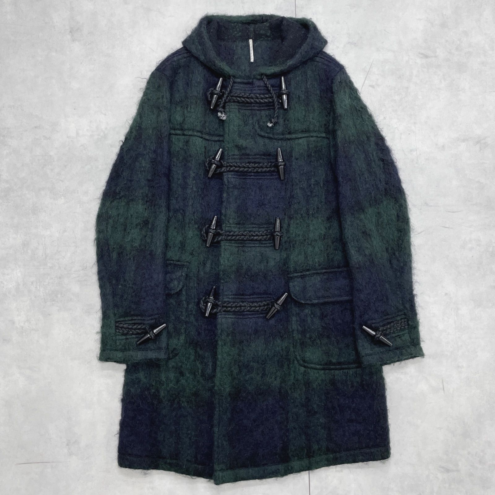 【m's braque】エムズブラック　ダッフルコート　チェック柄　グリーン m's braque エムズブラック ダッフルコート ブラックウォッチ チェック