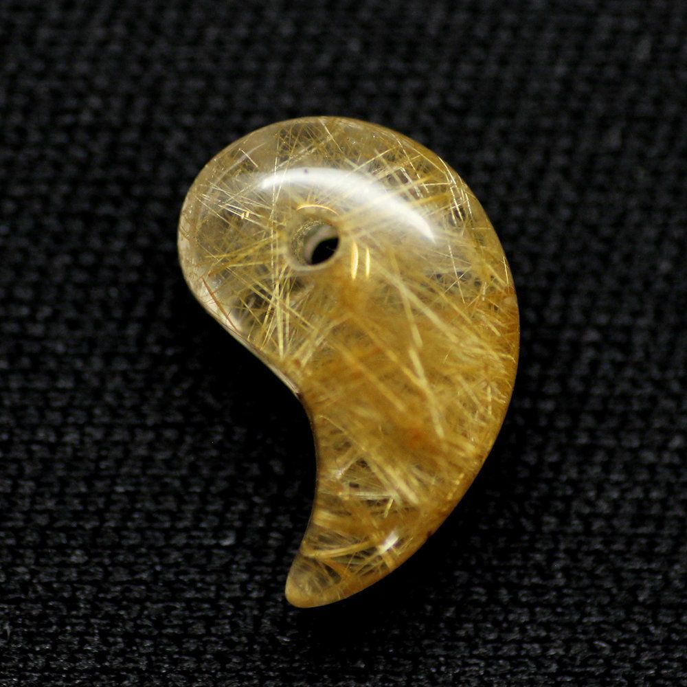 美形型 ルチルクォーツ 勾玉 ゴールドルチル 天然石 パワーストーン 金運 仕事運 成功運 お守り 小サイズGHM 2 財運 メンズ レディース プレゼント 守護石 京海堂 天然石の卸 京の蔵