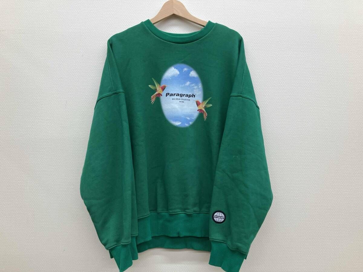 PARAGRAPH パラグラフ 起毛スウェット スウェット メンズスウェット 緑 フリーサイズ