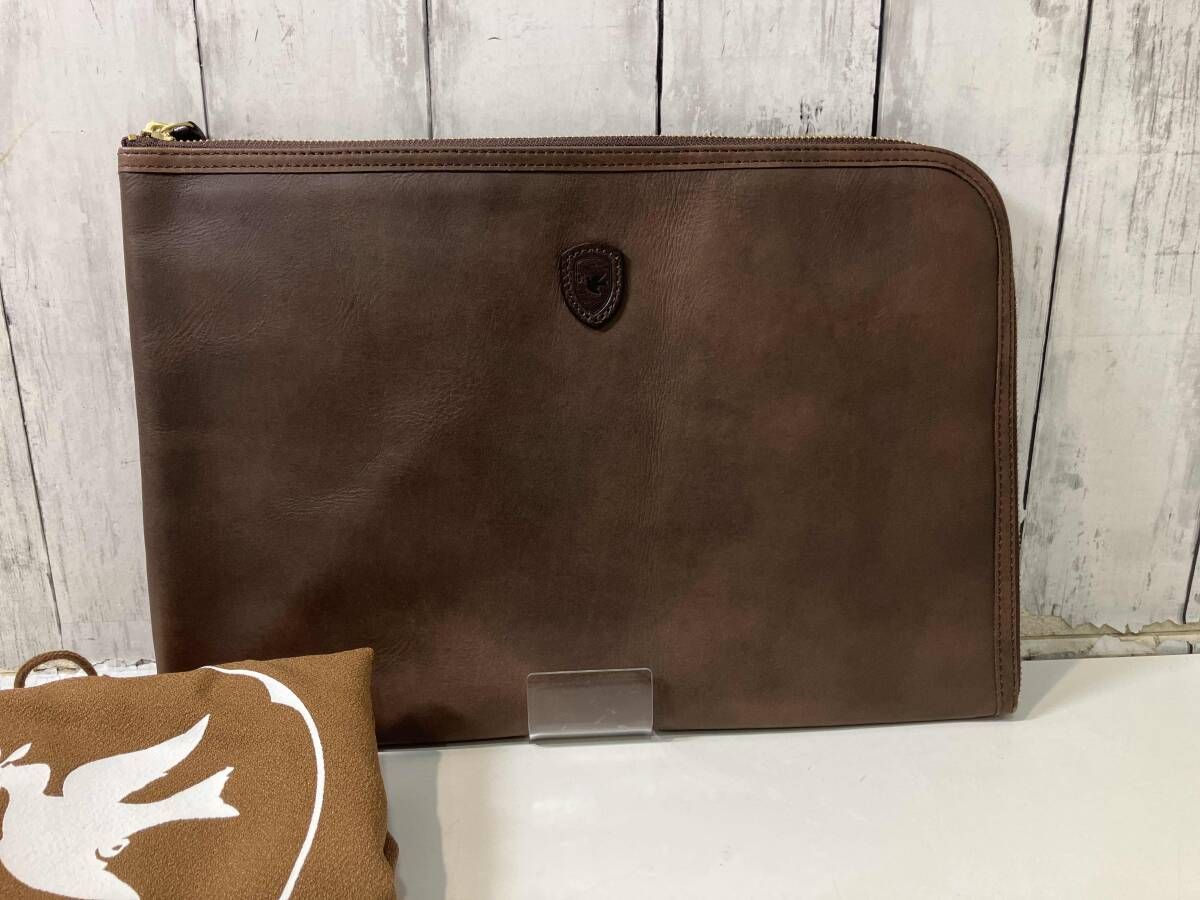 Sot ソット LUKEレザー Lファスナー インバッグ セカンドバッグ 持ち手なしバッグ バックインバック ダークブラウン