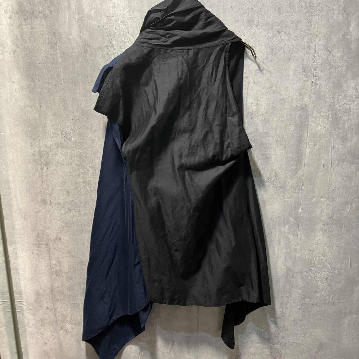 GROUND Y アシンメトリーバイ ジレ GO-D 03-803 サイズ1 ブラック×ネイビー グラウンドワイ