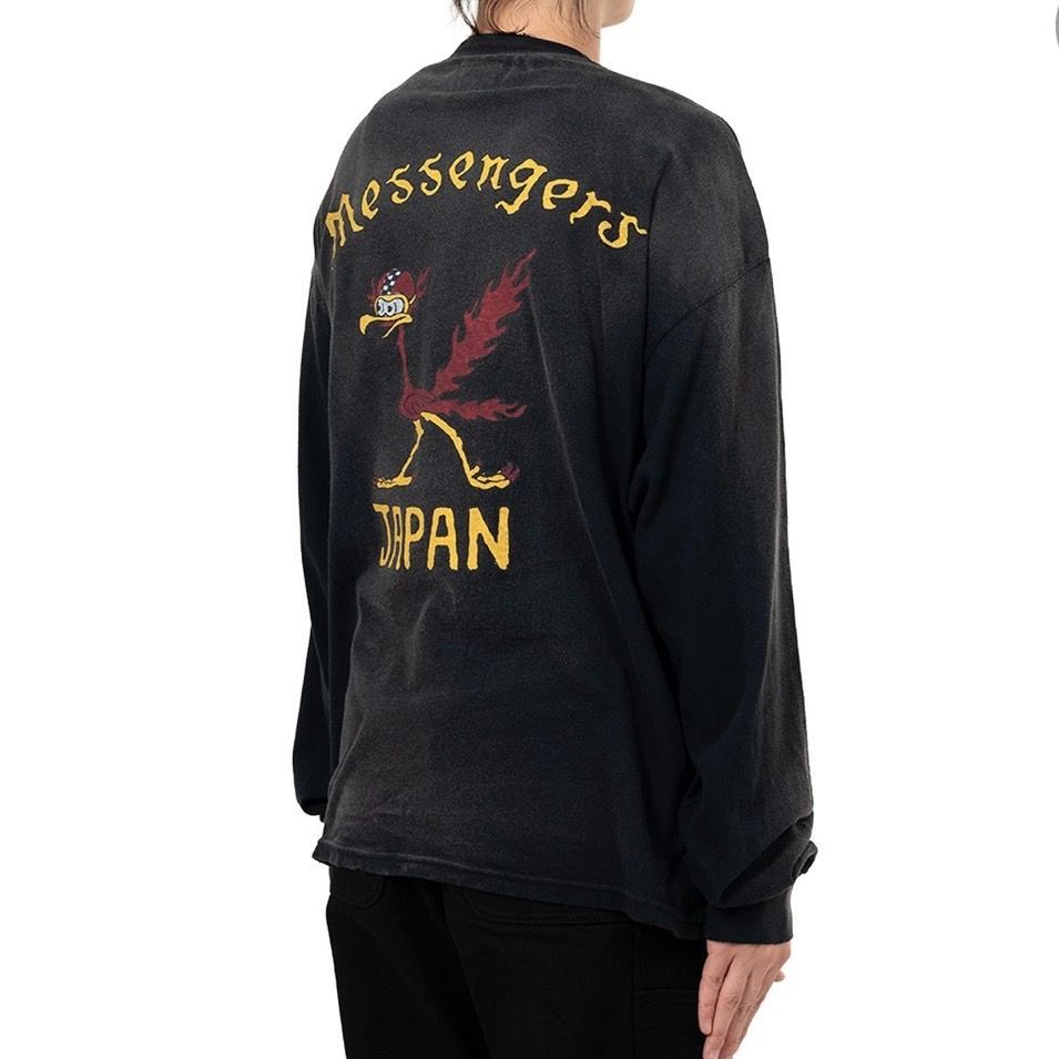 KAMIYA Messenger Bird Distressed Pocket L S T-shirt