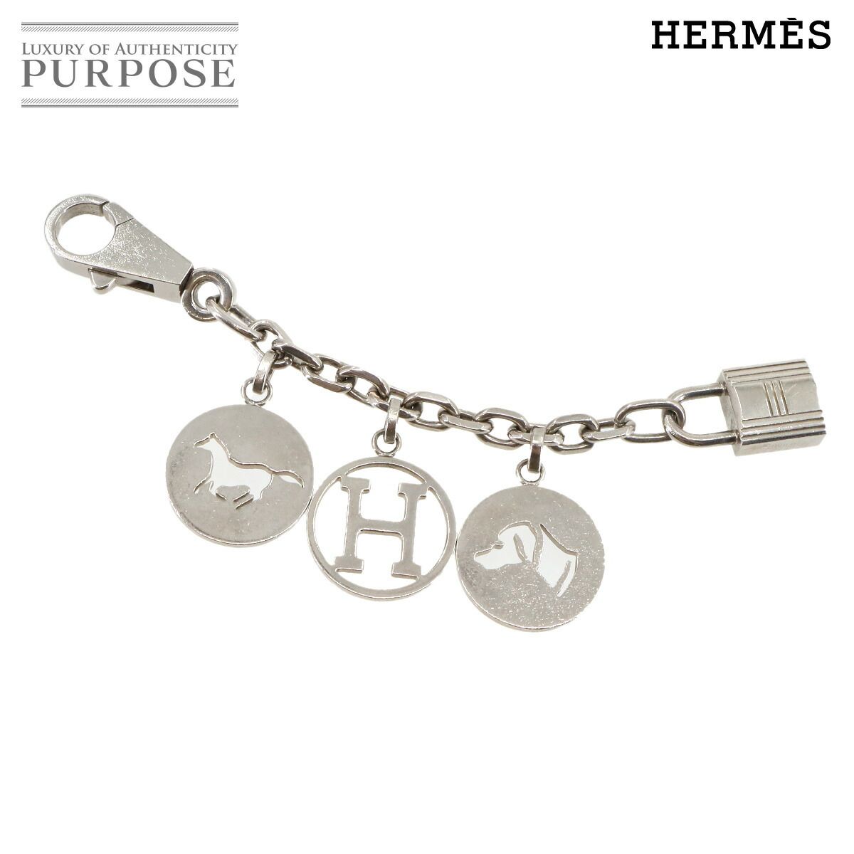 エルメス HERMES アミュレット4 ブルロック バッグ チャーム シルバー カデナ ロゴ ホース ドッグ Amulet 4 Bulllock Charm