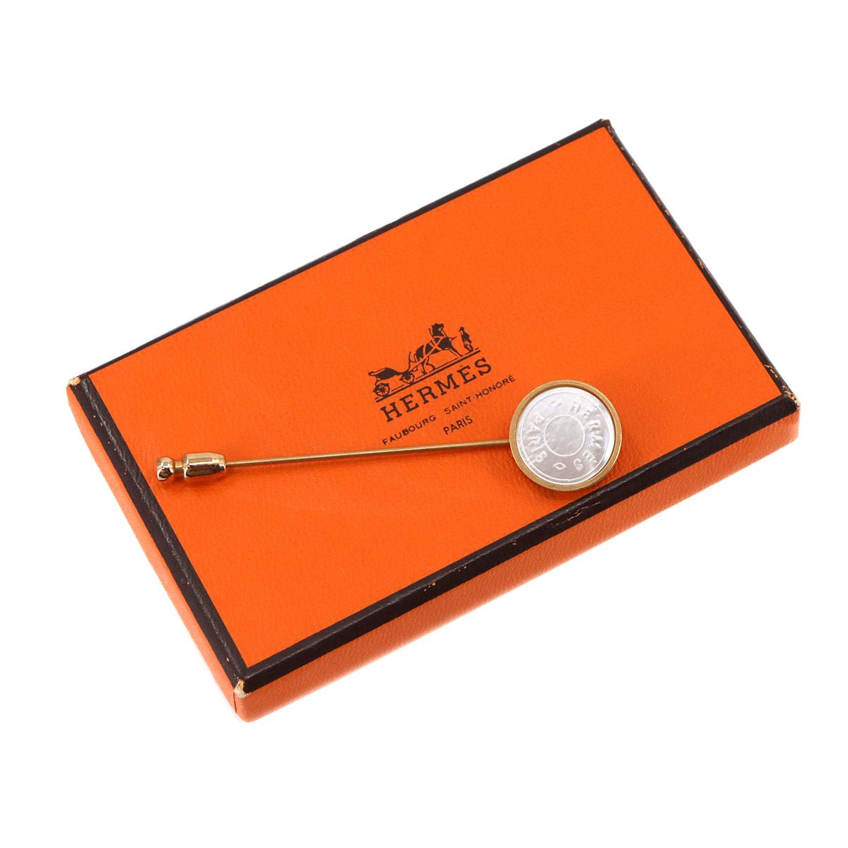 新品同様 エルメス HERMES セリエ ピンブローチ シェル ゴールド