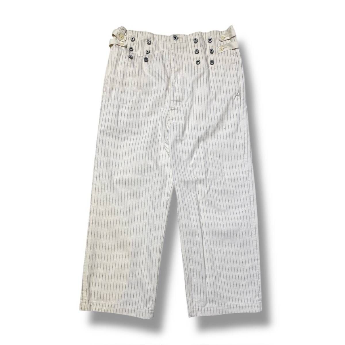 KAPITAL HICKOREE Stripe Multi Button Pants White size1 ヒッコリー
