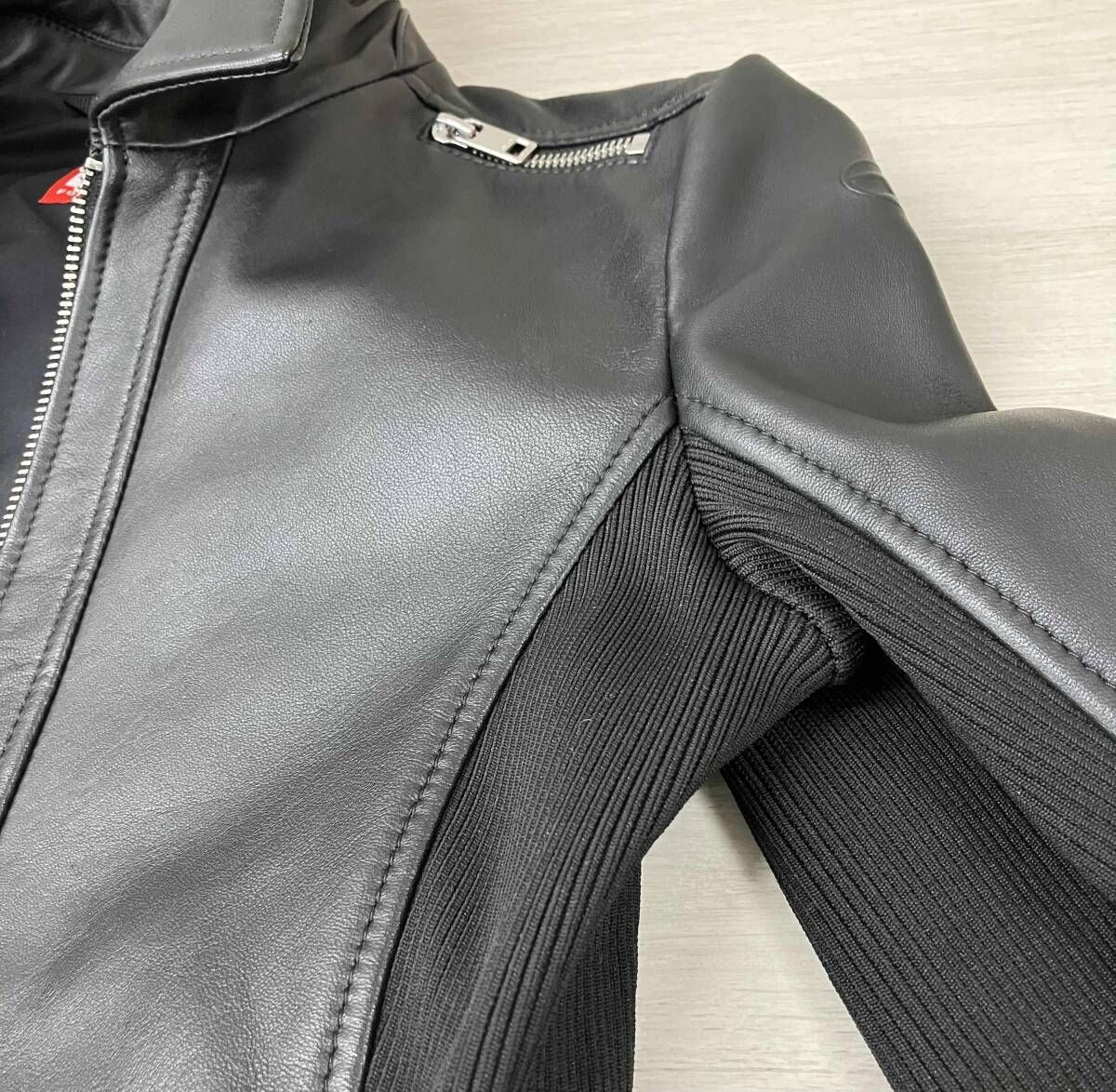  DIESEL ディーゼル ジャケット L-SASK レザーバイカージャケット 羊革 ブラック サイズ40 その他 ジャケット アウター