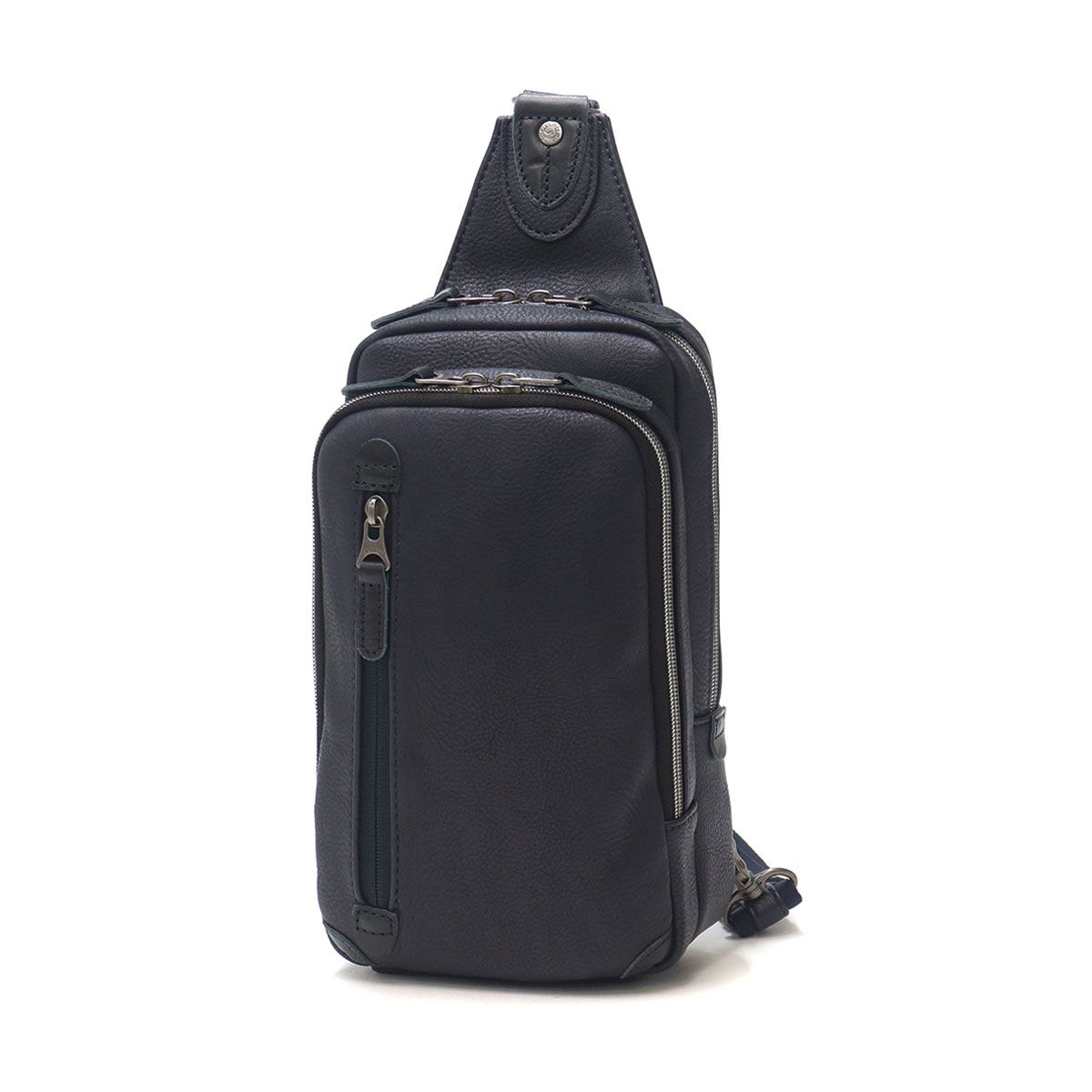 ムスタッシュ ボディバッグ MOUSTACHE スリングバッグ ワンショルダーバッグ 斜めがけ 縦型 縦長 合皮 レザー メンズ レディース JGH-4596 ネイビー