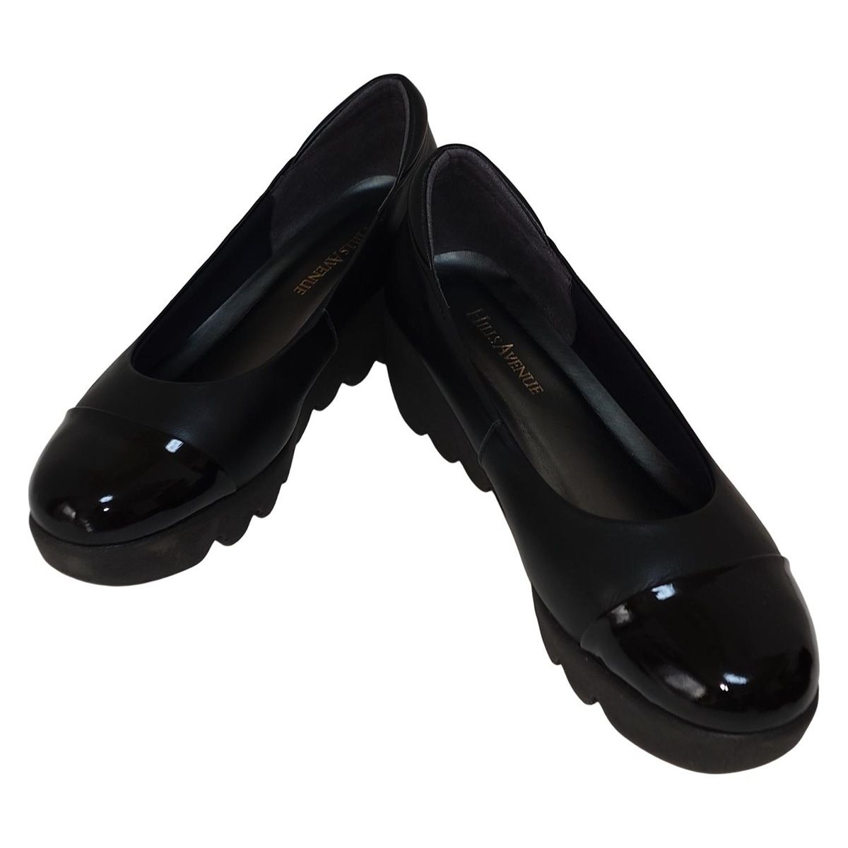 Hills Avenue 自由が丘 ヒルズ アベニュー パンプス 24 レディース - 黒 ウェッジソール レザー