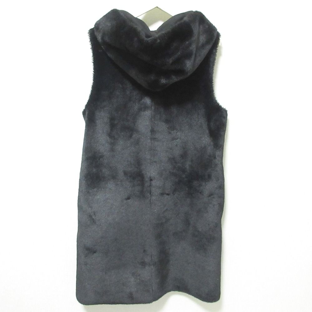 美品 24AW BLENHEIM ブレンヘイム エコムートンリバーシブルジレ ロングベスト ノースリーブコート U136-007 XS ブラック レディース 古着 中古 USED 美品 24AW BLENHEIM ブレンヘイム エコムートンリバーシブルジレ
